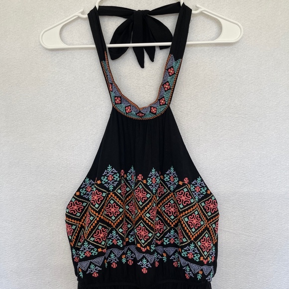 Savanna Jane Floral Embroidered Mini Dress Halter High Neck Open Back - Picture 2 of 14